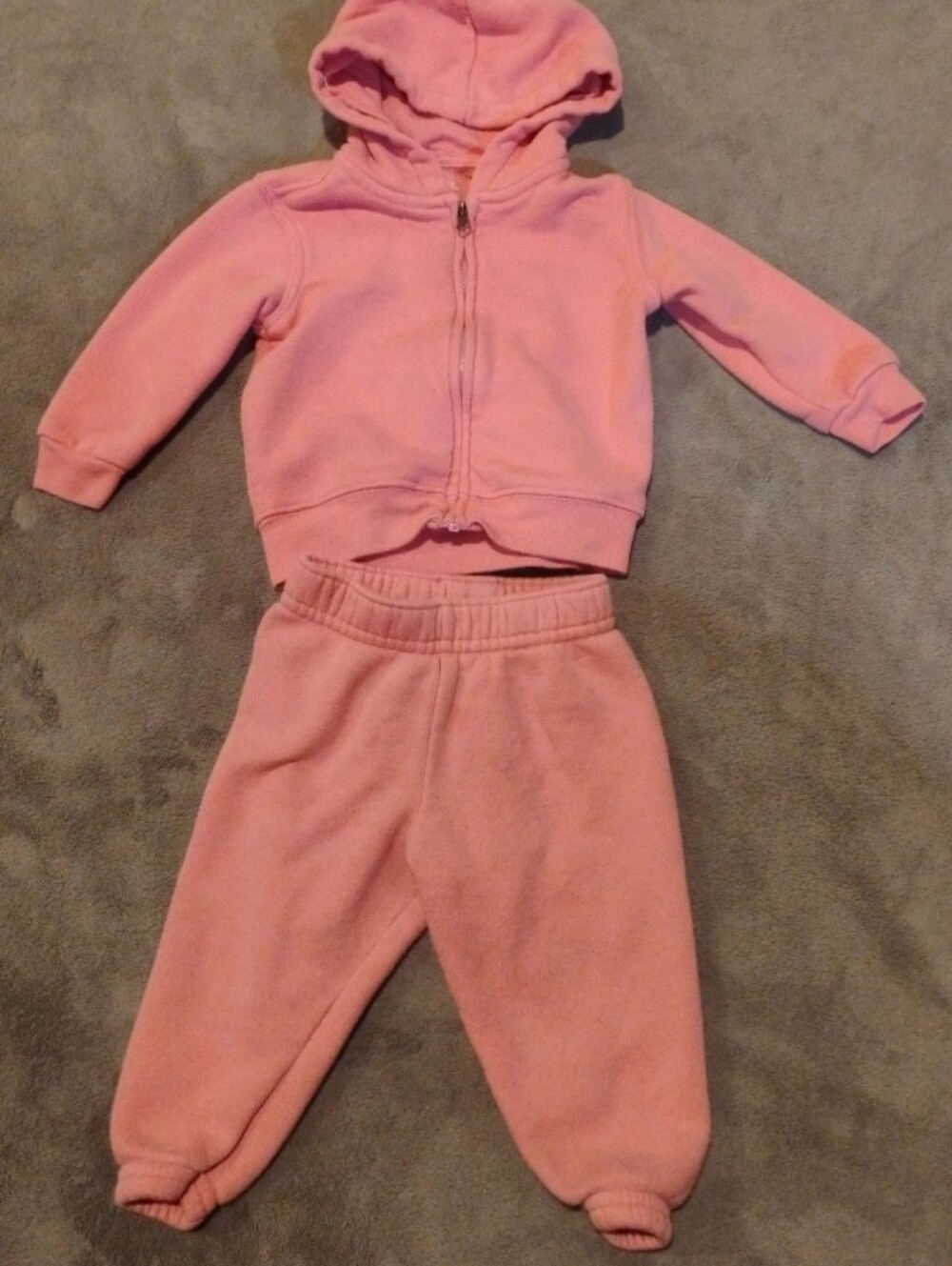 Garanimals Pink Fleece Tracksuit Set Zip Up Hoodie & Joggers - 6-9M